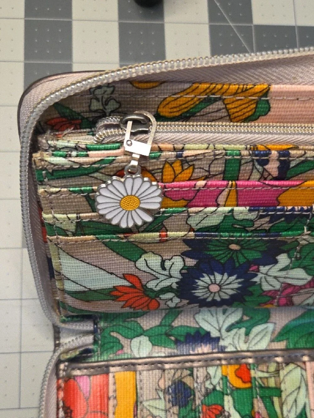 Sakroots Floral Zip Wallet in Yellow Pink Green Orange